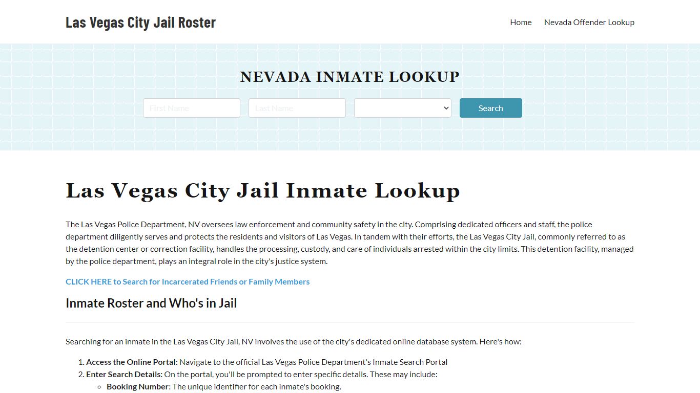 Las Vegas Police Department & City Jail, NV Inmate Roster, Arrests ...